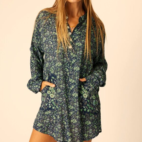 Natalie Martin Apres Swim Shirt in Petite Fleur Marine Size Small - Picture 1 of 4